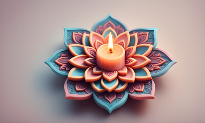 Diwali Festival Cute 3D Art Animated Graphic, Invitation Card Banner Website Design Background - ai generated