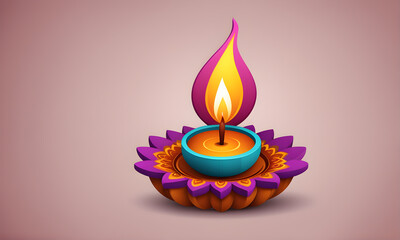 Diwali Festival Cute 3D Art Animated Graphic, Invitation Card Banner Website Design Background - ai generated