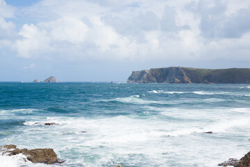 Verdicio beach view. Asturias coastline panorama, Spain