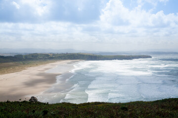 Xago beach view. Asturias coastline panorama, Spain
