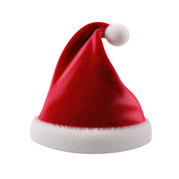 Single Santa Claus red hat isolated on transparent background.