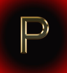 Golden and shining Alphabet(letter) P and name of individual (boy or Girl) with start of alphabet P, black and red beautiful background - obrazy, fototapety, plakaty