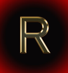 Golden and shining Alphabet(letter) R and name of individual (boy or Girl) with start of alphabet R, black and red beautiful background - obrazy, fototapety, plakaty