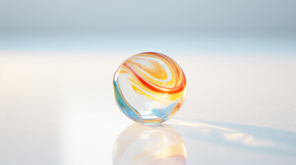 Beautiful dreamy and surreal glass bead in 1970’s colors sitting in the center of a huge white...