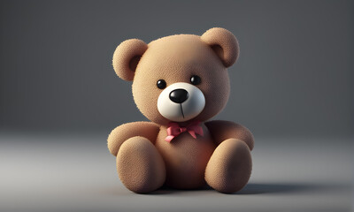 Teddy Bear Cute 3D Art Animated Graphic, Kids Gift Card Banner Website Design Background - ai generated