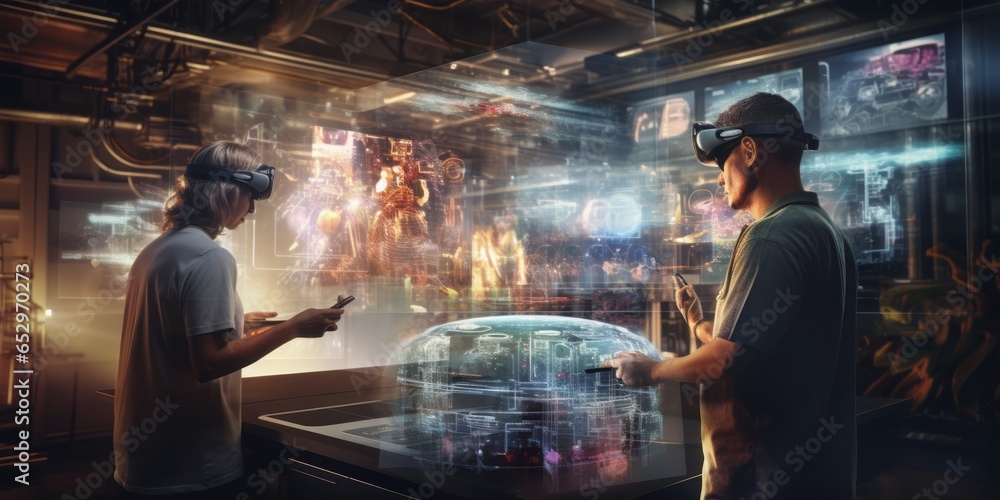 Poster Technological Fusion in the Workplace: Industry Professionals Utilize Advanced Tools and Collaborative Efficiency to Enhance Productivity, Embracing a Modern and Innovative Approach to Work