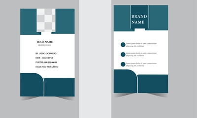 Modern and creative Simple vector office ID card design template with Abstract Shape .Creative Corporate Business identity card for employees . Easy to Use and Customize Elegant ID card template. 