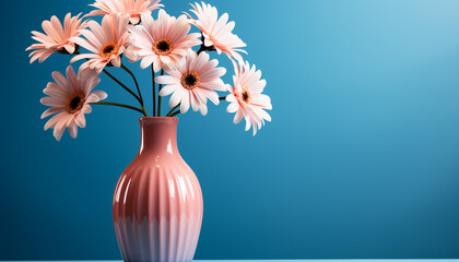 A vibrant bouquet of daisies brings freshness to the room generated by AI