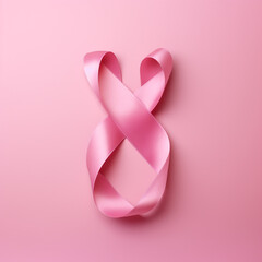 A pink ribbon on a studio background, pink october