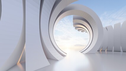 Futuristic minimalist architecture 3d render
