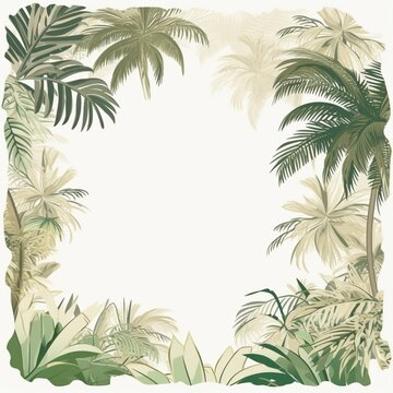 Beautiful palm tree border frame clipart picture illustration AI Generated art