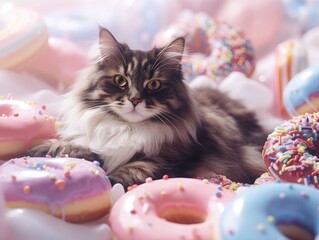 kitten and christmas balls