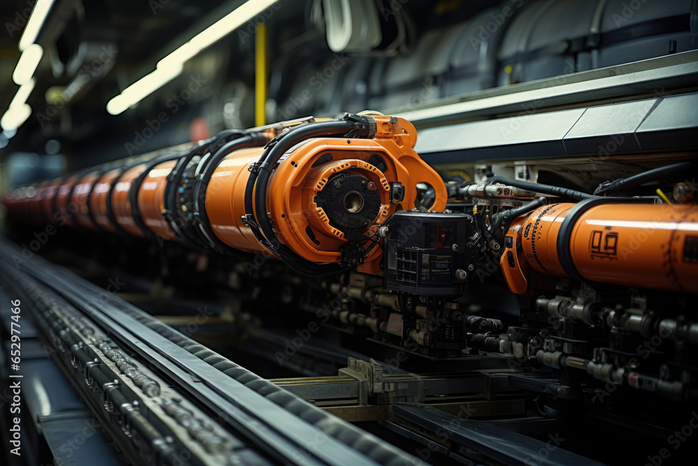 Poster a robotic crawler inspecting the interior of pipelines. generative ai.