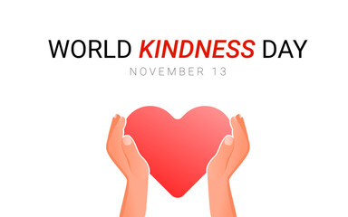 Charity, kindness, donation. Human hands hold a heart. November 13. Vector illustration for background, poster, banner, card, placard