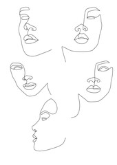 5 One Line Minimalistic Woman Faces 