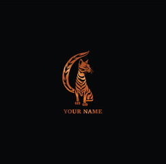 Golden cat logo: Purrfect for your brand identity. Get noticed with feline elegance.