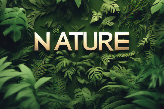 message saying Nature with jungle theme on abstract background, environment concept, generative ai	