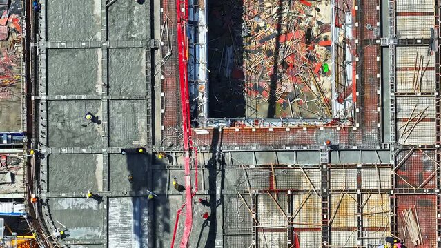 Aerial photography of city construction site on sunny day