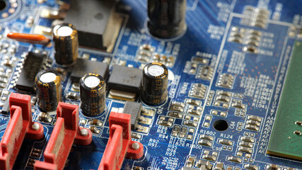 Computer electronics manufacturing industry, motherboard complex circuitry, generic circuit board...