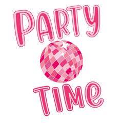 party time card with lettering in pink
