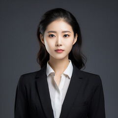 portrait of a business woman isolated on gray background