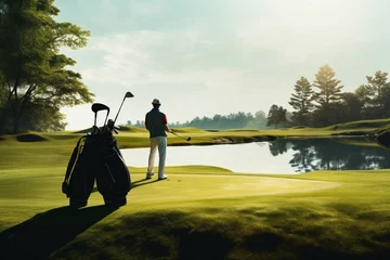 Poster Precision and focus as a man enjoys a round of golf © shaista