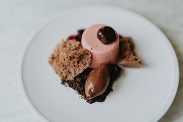 Luxury Chocolate moose dessert, foot photography chocolate pudding