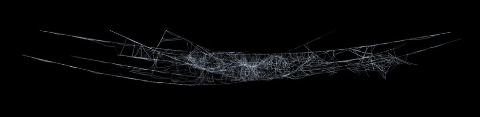 Isolated cobweb on a black background, template spider net for halloween, 3d rendering
