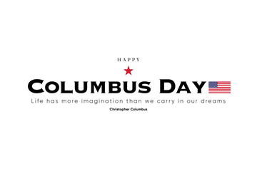 Happy Columbus Day Greeting Card for advertising, poster, banner, template with American flag. Columbus day wallpaper.
