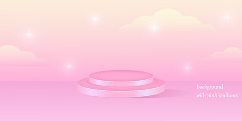 Background with pink podiums in delicate shades