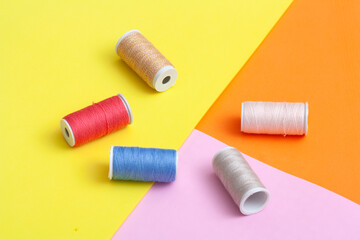 Colorful Sewing Ropes on Colorful Background