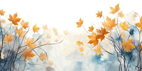 Obraz na płótnie Canvas an autumn watercolor illustration showing the maple leaves Generative AI