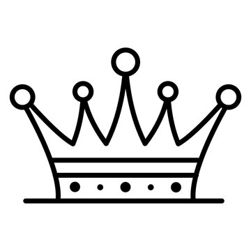 Queen or king crown symbol, elegant, Royal imperial coronation symbols, monarch majestic jewel. Isolated icon vector illustration.