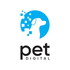 Modern digital pet logo design vector, dog icon