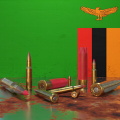 Flag of Zambia With Bullets