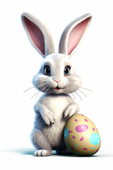 Easter bunny with easter eggs illustration, easter holidays concept, easter decoration