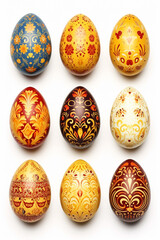 Colorful easter egg collection on a blank background