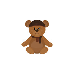 Obraz premium bear in a scarf and hat.vector autumn illustration with animals