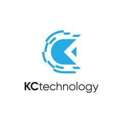 K technology initial logo design vector