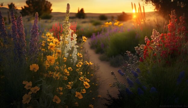 Golden Hour Wildflowers in Bloom