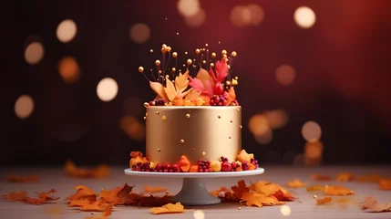 Foto op Canvas Autumn styled cake on a table decorated for a party celebration © Premium_art