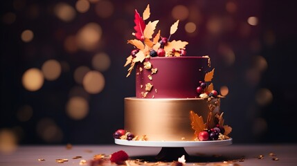 Autumn styled cake on a table decorated for a party celebration