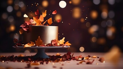 Autumn styled cake on a table decorated for a party celebration