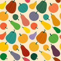 Autumn cartoon harvest season Halloween pumpkins pattern for wrapping paper and fabrics and linens and kitchen
