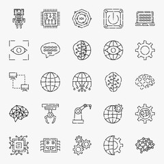 artificial intelligence icons.set of icons of artificial intelligence.