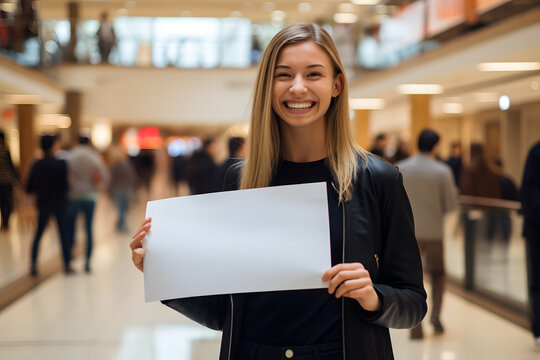 Frau mit einem leeren Schild - Protestschild