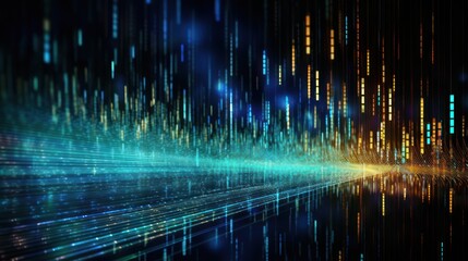 Digital Data Universe, Streams of Binary Code and Data Visualization
