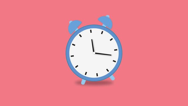 light blue clock animation on pink background, time, alarm