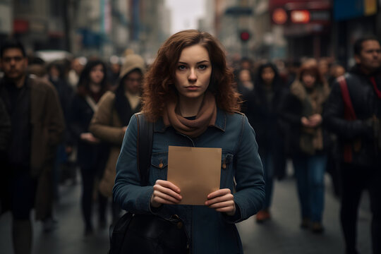 Frau mit einem leeren Schild - Protestschild