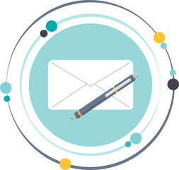 Envelope and pen illustration graphic icon symbol transparent background